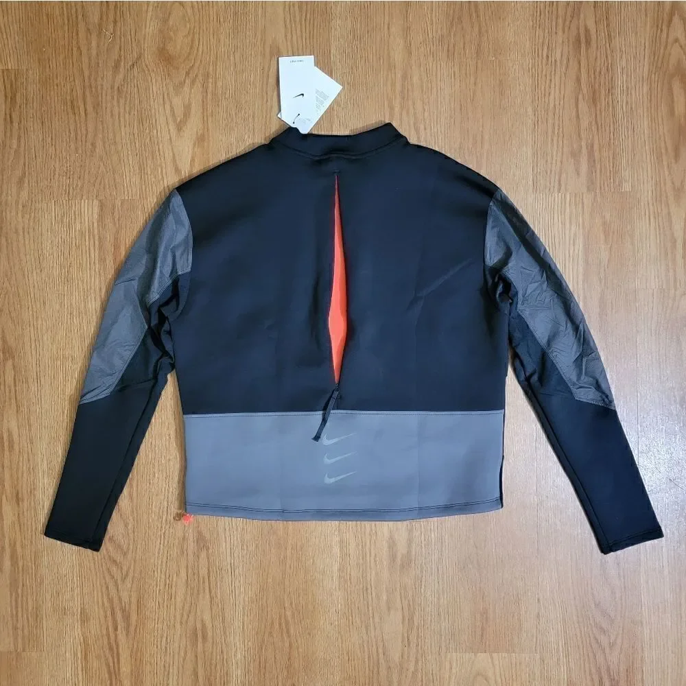 Nike Run Division Scuba Crew Sweatshirt Black Grey Women's Small S Vent DD5263